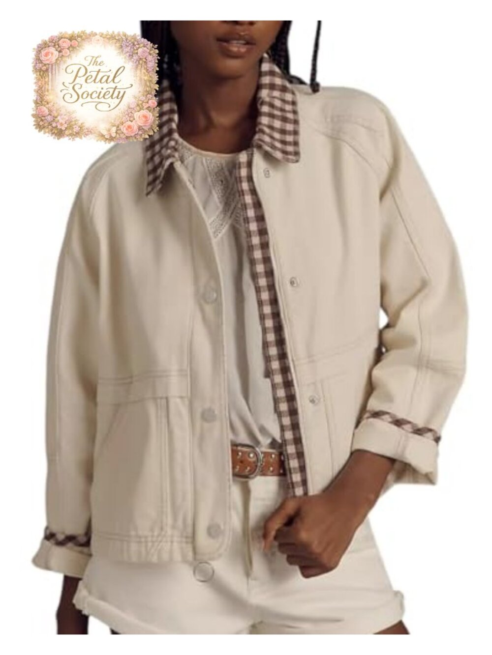 Women's Loose Plaid Button Front Casual Jacket with Pockets Oversized Fit